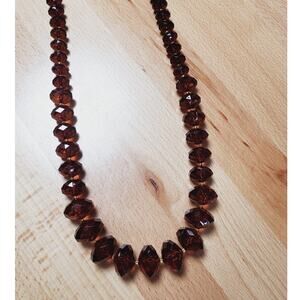 Vintage Joan Rivers Graduated Chunky Faceted Faux Amber Beaded Necklace